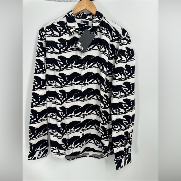 The Kooples Men’s Wild Panther Long Sleeve Button Front Shirt medium
